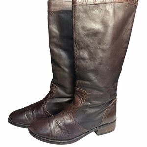 Diesel Leather Biker Brown Leather Knee-High Boots Sz 7.5